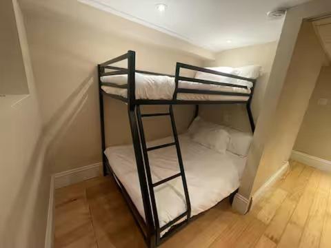 セント・ジョンにあるLeinster Loftの壁に二段ベッド2組が備わる客室です。