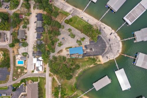 an aerial view of an island in the water at Lighthouse Lodge 4 in Kimberling City