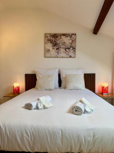 Postel nebo postele na pokoji v ubytování Charmant Duplex rue des Allois - DABNB