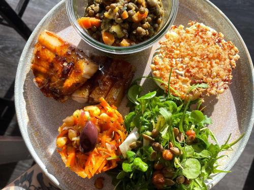 a plate of food with different types of food at ibis Styles Bordeaux Centre Mériadeck in Bordeaux