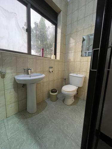 a bathroom with a sink and a toilet and a window at Paradise in najjera in Kampala