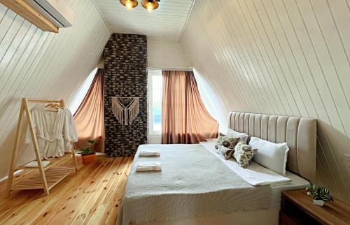 Ένα ή περισσότερα κρεβάτια σε δωμάτιο στο Mountain view bungalow