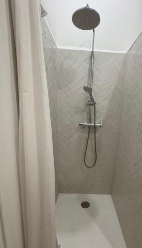 a bathroom with a shower with a toilet and a shower head at À Deux Pas du Palais in Avignon