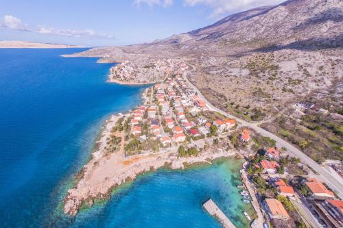 an aerial view of a beach and the ocean at Apartments by the sea Ribarica, Karlobag - 23603 in Karlobag