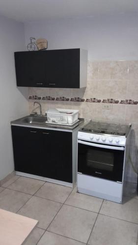 a kitchen with a stove and a sink at Abuelita s in Bajo Boquete