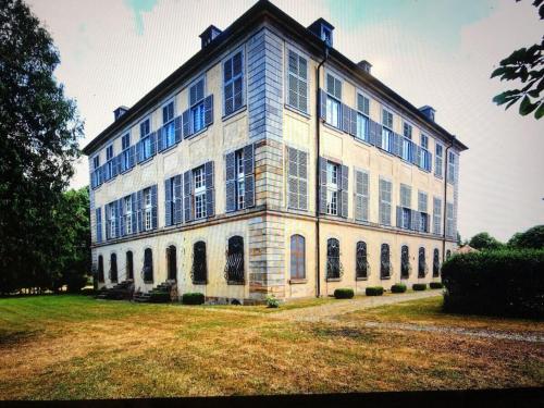 a large building with many windows on a field at Castle Apartment "Cook" in Maroldsweisach