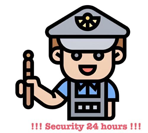 a cartoon of a security agent with a gun at Unplugged at Bangrak Design Hostel in Bangkok
