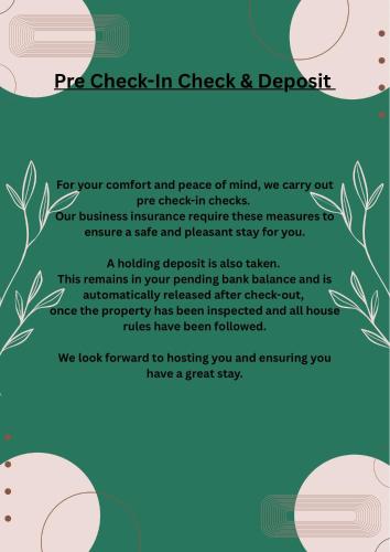 a page of a checklist with a plant at -RA15CFA- For Relaxed and Cosy stay with Free Parking in Leeds