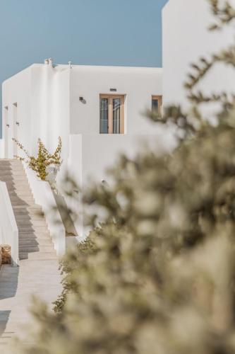 a white building with a window on the side of it at Aelo Mykonos Hotel in Paradise Beach
