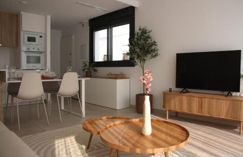 Μια τηλεόραση ή/και κέντρο ψυχαγωγίας στο Casa Endamar Vakantiewoning met privézwembad in San Javier