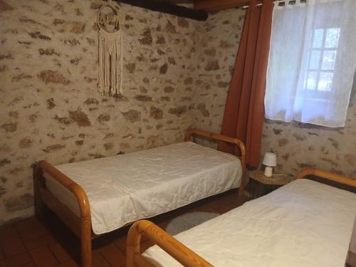 Postel nebo postele na pokoji v ubytování Gîtes Mas La Bergerie