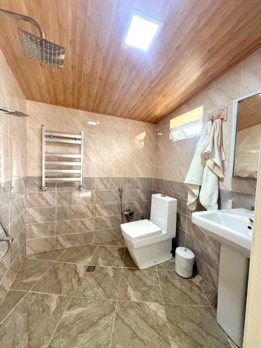 a bathroom with a toilet and a sink at Villa Della Mardakan in Mərdəkan