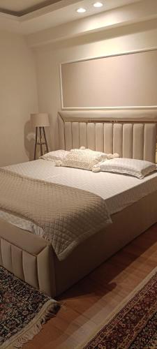 ニューデリーにあるLily green apartmentの部屋の中に大きなベッドがある寝室