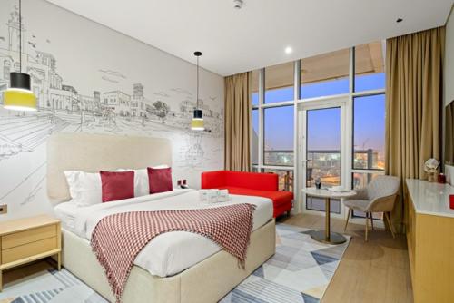 Llit o llits en una habitació de FIRST CLASS Studio Stylish , Prime Location