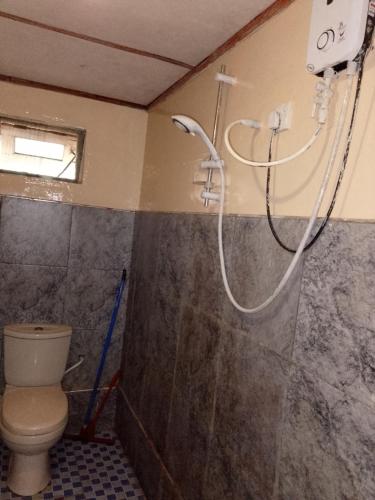 a bathroom with a shower and a toilet at Ella j villa in Ella