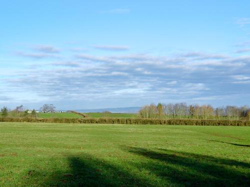 a large field of green grass with a blue sky at Sparrows Nest in Sampford Arundel