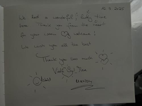 a handwritten note on a white board with handwriting at Isabel’s house in Vietri sul Mare
