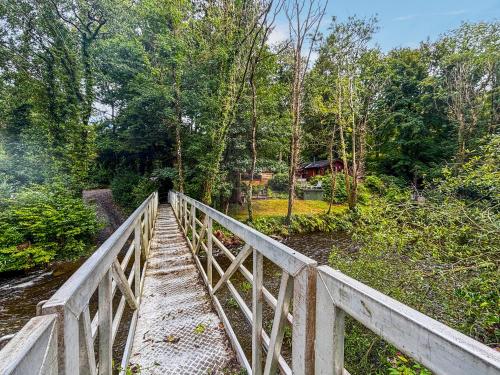 a wooden bridge over a field with trees at The Beehive C29 - Uk45926 in Newtown