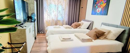 Televisyen dan/atau pusat hiburan di GADD Ferienwohnung # 002 Glück an der Donau # Best Elegant Suite 24#7 Check in