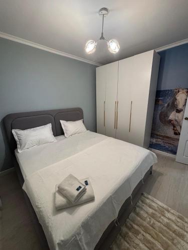 Ένα ή περισσότερα κρεβάτια σε δωμάτιο στο Abek Apartments