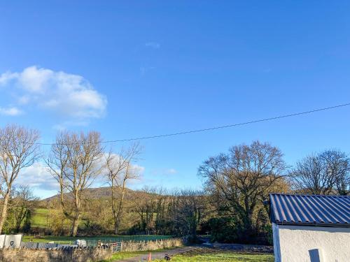 a view of a field with trees and a blue sky at Ddwylig Isaf Farmhouse - Uk48624 in St Asaph