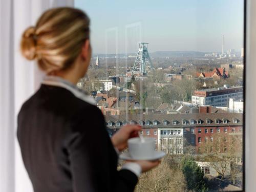 Pemandangan umum bagi Bochum atau pemandangan bandar yang diambil dari hotel