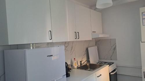 Η κουζίνα ή μικρή κουζίνα στο Aquamarin iulius mall studio