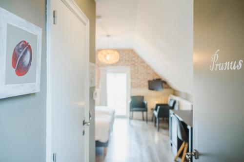 a hallway with a living room and a room with a couch at B&B de Rijcke Rust in Rijkevorsel