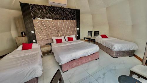 Ένα ή περισσότερα κρεβάτια σε δωμάτιο στο WADI RUM OLIVIA LUXURY CAMP & tour