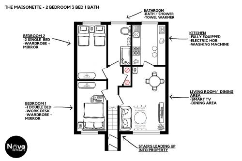 a plan of a floor plan of a house at Solihull Super Stay NEC, Airport, Parking in Solihull