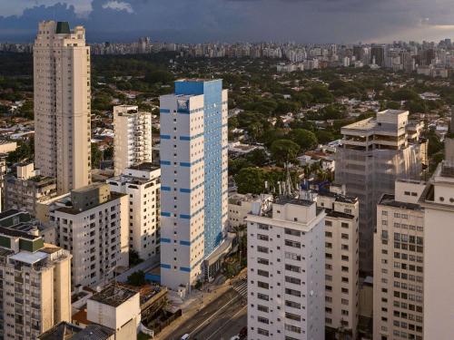 an aerial view of a city with tall buildings at ibis budget Sao Paulo Jardins in Sao Paulo