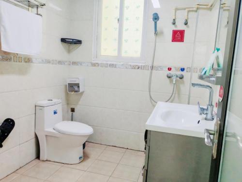 a bathroom with a toilet and a sink at 厦门哈哈虎客栈 in Xiamen