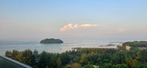 an island in a large body of water at PD D'Wharf The Bay Superior Queen Room SeaView Balcony in Port Dickson
