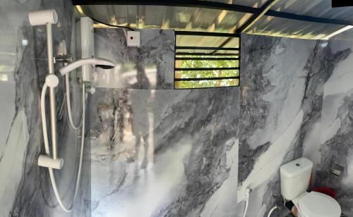 エッラにあるWonder Tree Lodgeのシャワーとトイレ付きのバスルーム