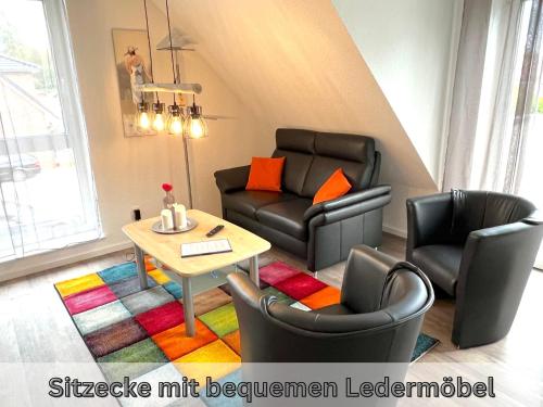 Χώρος καθιστικού στο FeWo "Aurora" große Dachterrasse Neubau 74qm EBK 2 SZ Free WiFi