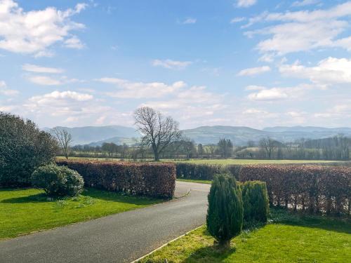 a road leading into a field with a hedge at Violet Bank in Cockermouth