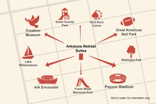 a map of the architecture retrieval sites at Arkstone Retreat 1 - Chic Downtown Escape in Williamstown