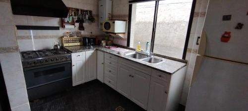 a small kitchen with a sink and a stove at PompinHouse in Ushuaia