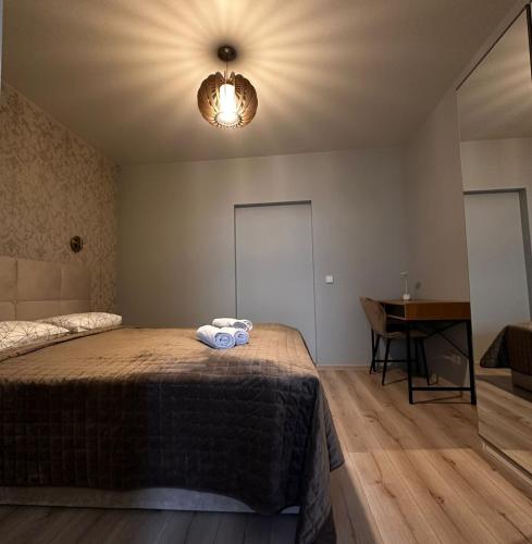 Postel nebo postele na pokoji v ubytování DHARMA Stay APARTAMENTAI Self check-in