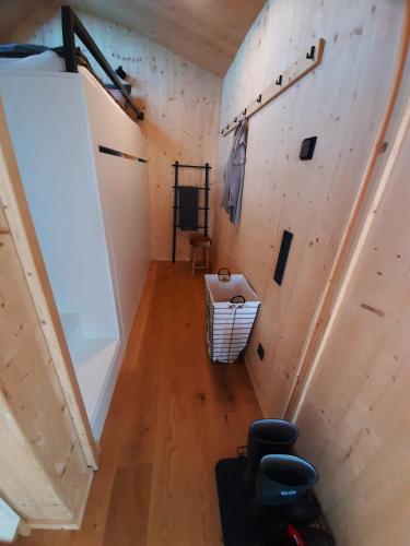 an overhead view of a room with a climbing wall at Rausblick Cabin in Bruchweiler-Bärenbach
