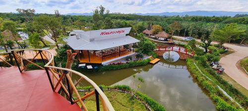 an aerial view of a ride at a theme park at Waew Arun Garden Resort in Ban Na Chik