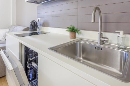 Η κουζίνα ή μικρή κουζίνα στο Corso Adriano 13 - I Portici