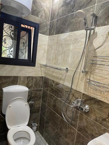 a bathroom with a toilet and a shower at Résidence Prestige KGV in Douala