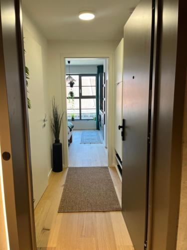 a hallway with a door leading into a room at Jungle apartment in Brno