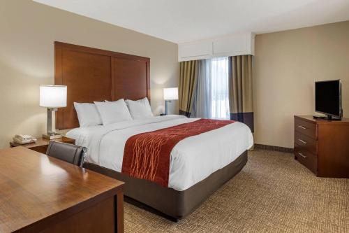 a hotel room with a large bed and a television at Comfort Inn & Suites Little Rock Airport in Little Rock
