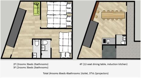 two views of a floor plan of a house at Trip made in Busan