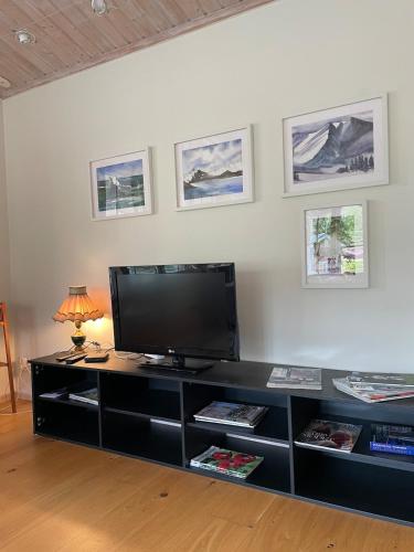 Televisyen dan/atau pusat hiburan di 20 min to Umeå 6-7 guests, sea, lake, forest and golf