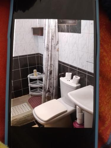 a bathroom with a toilet and a sink at Edinhome in Sarajevo