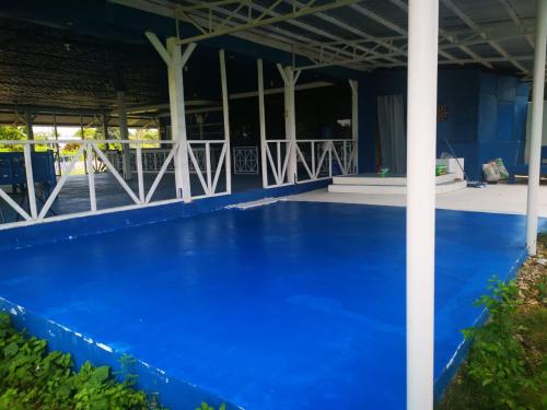 an empty swimming pool with a blue floor at B'lu Bamboo in Moalboal