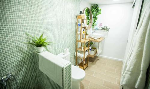 une salle de bain avec des toilettes blanches et un lavabo dans l'établissement aridane loft, à Los Llanos de Aridane